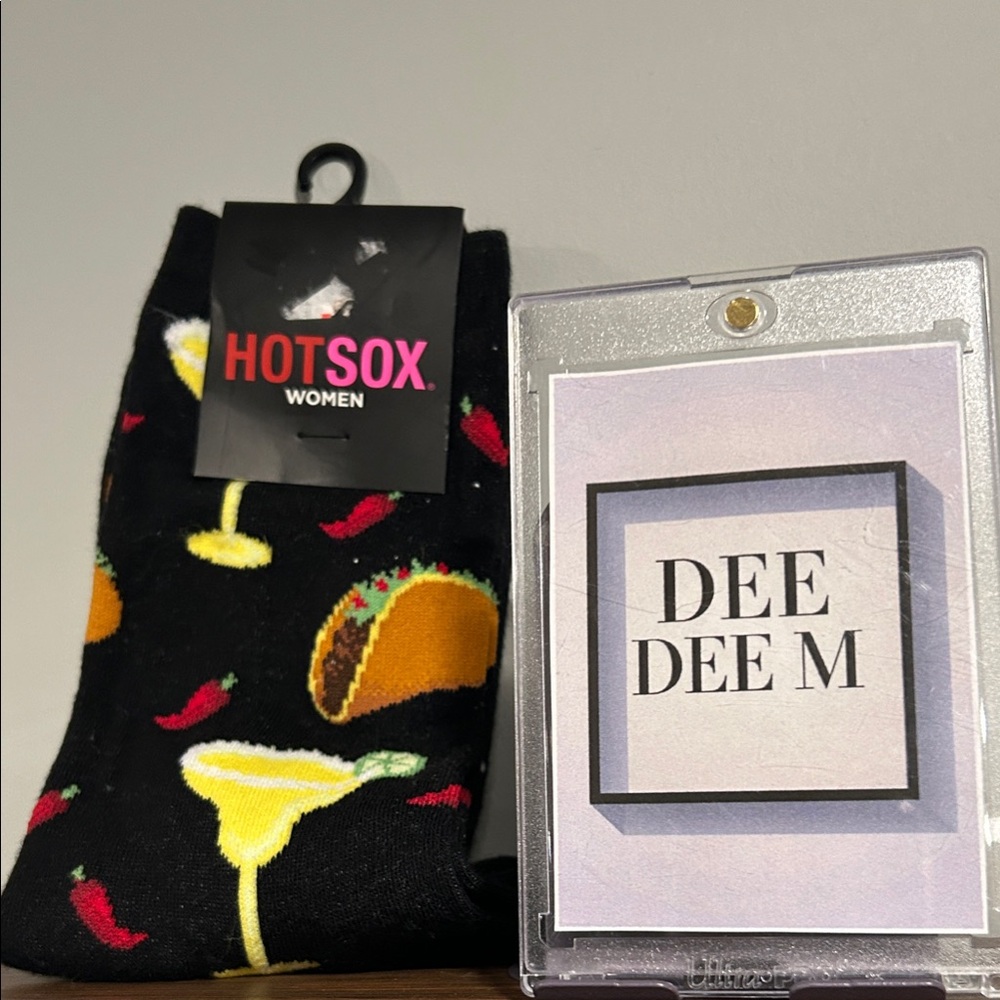 Hot Sox Women's Black Socks with Taco and Margarita Design